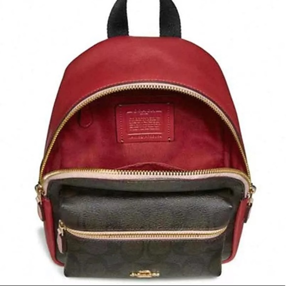 Coach Mini Charlie Backpack Brown Pink Bag Black - Picture 7 of 8